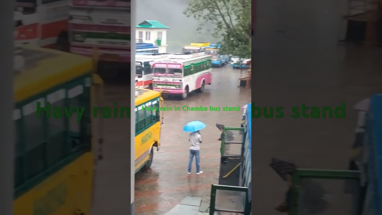 heavy rain in Chamba bus stand #chamba #rainyday #weather #himachalpradesh