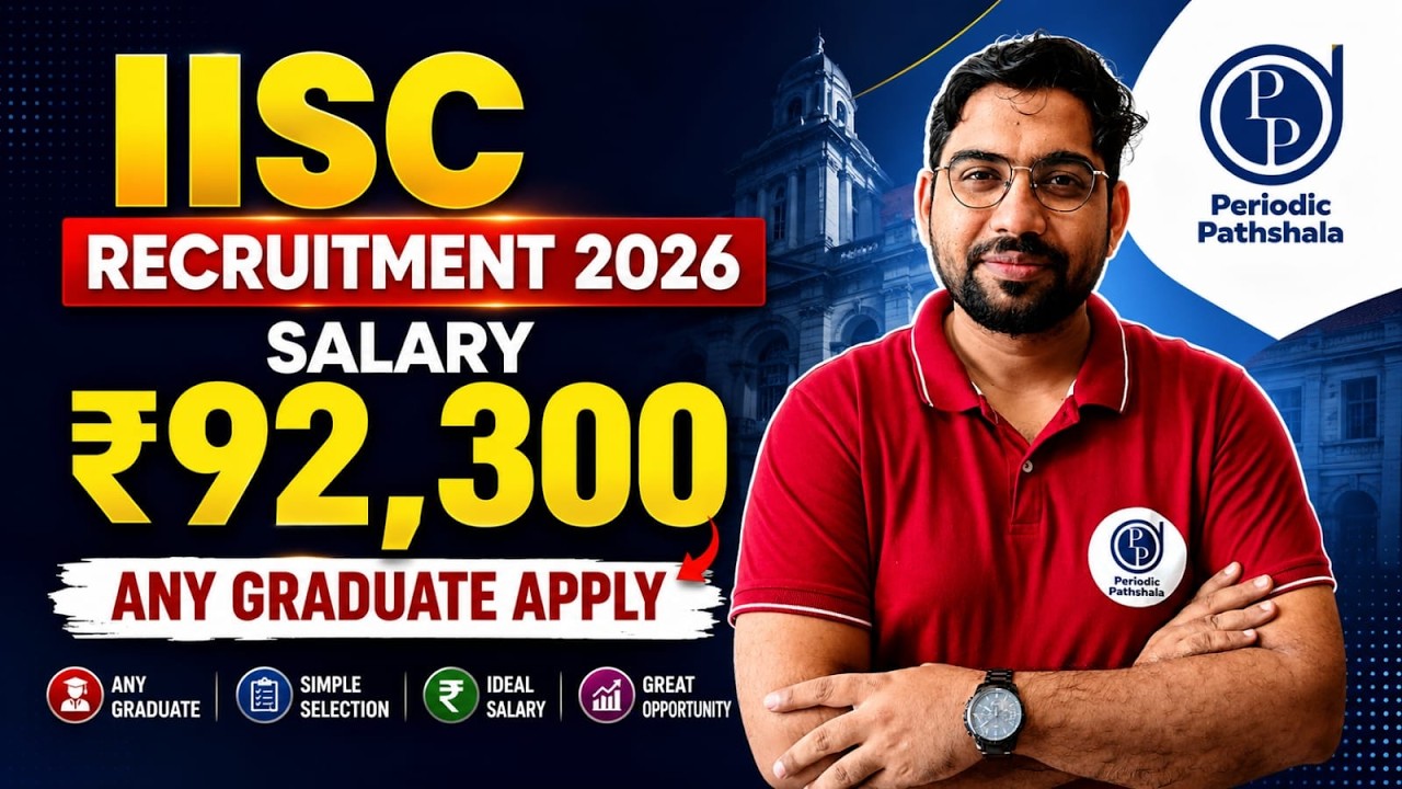 IISc Recruitment 2026 | 92,300+ Salary | Government Job | Any Graduate Apply