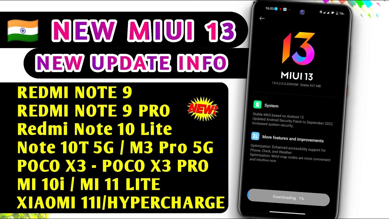 🚨 NEW MIUI 13 Redmi Note 9,Note 9 Pro, Redmi note 10 Lite, Poco X3, Poco x3 Pro | Mi 10i, Xiaomi 11i