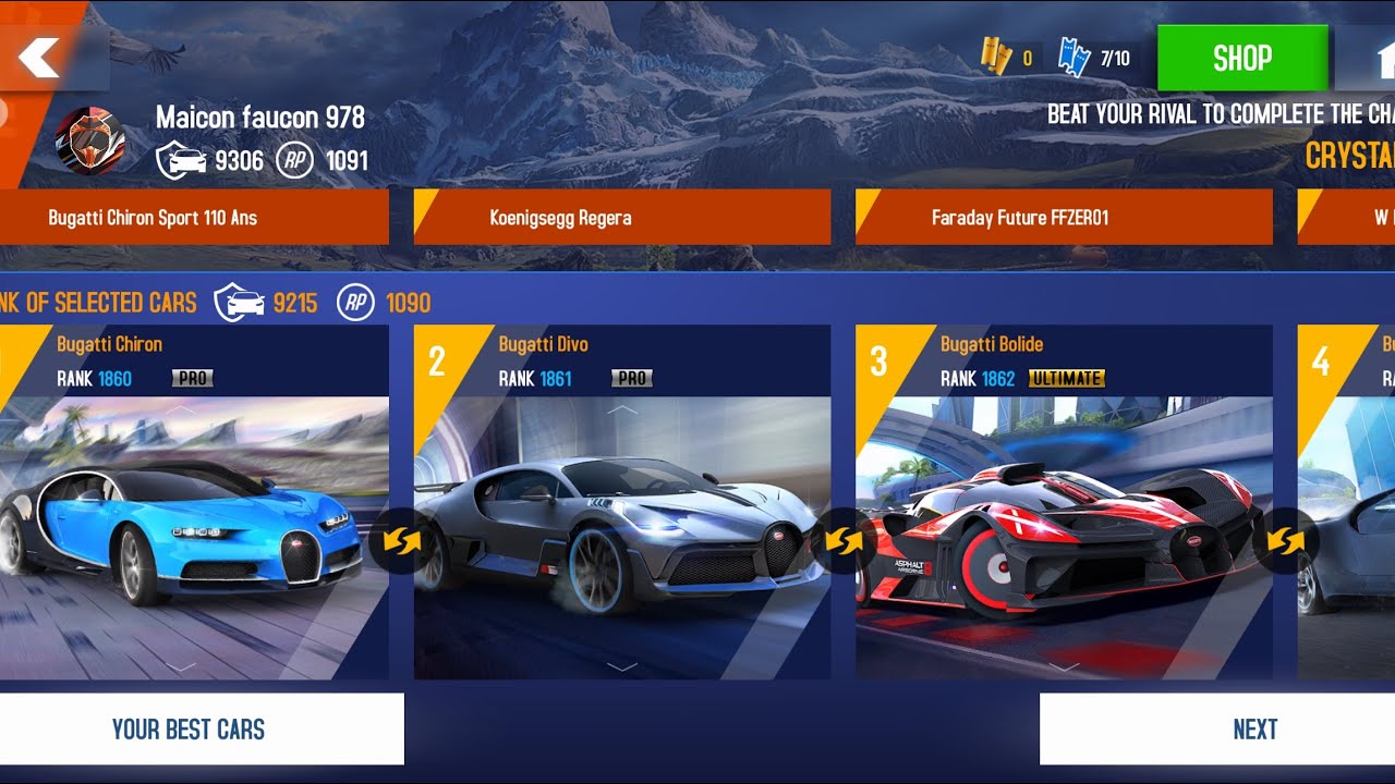 Asphalt 8, First Day Gauntlet Races with BUGATTI Lineup ✌️😎