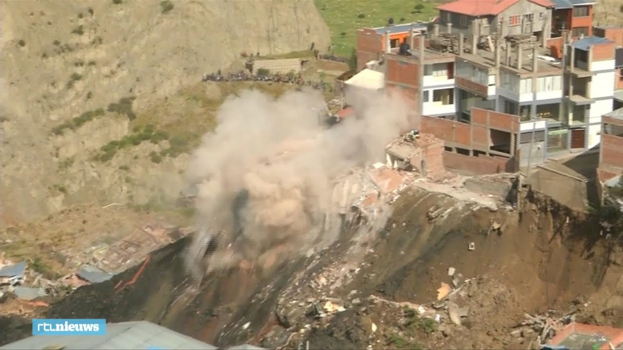 Huizen weggesleurd door aardverschuiving Bolivia