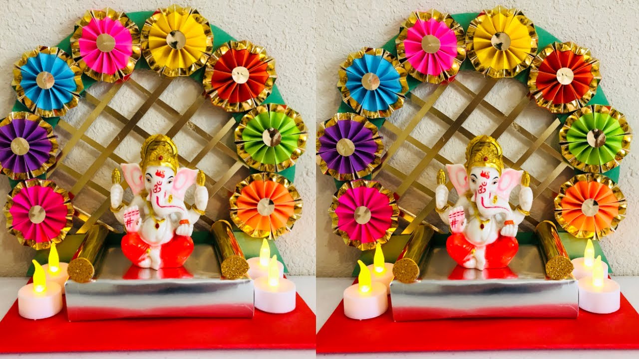 DIY Eco Friendly Ganesh Makhar Decoration Ideas -Ganapathi Makhar 2020 -Ganapathi Mandap Decoration