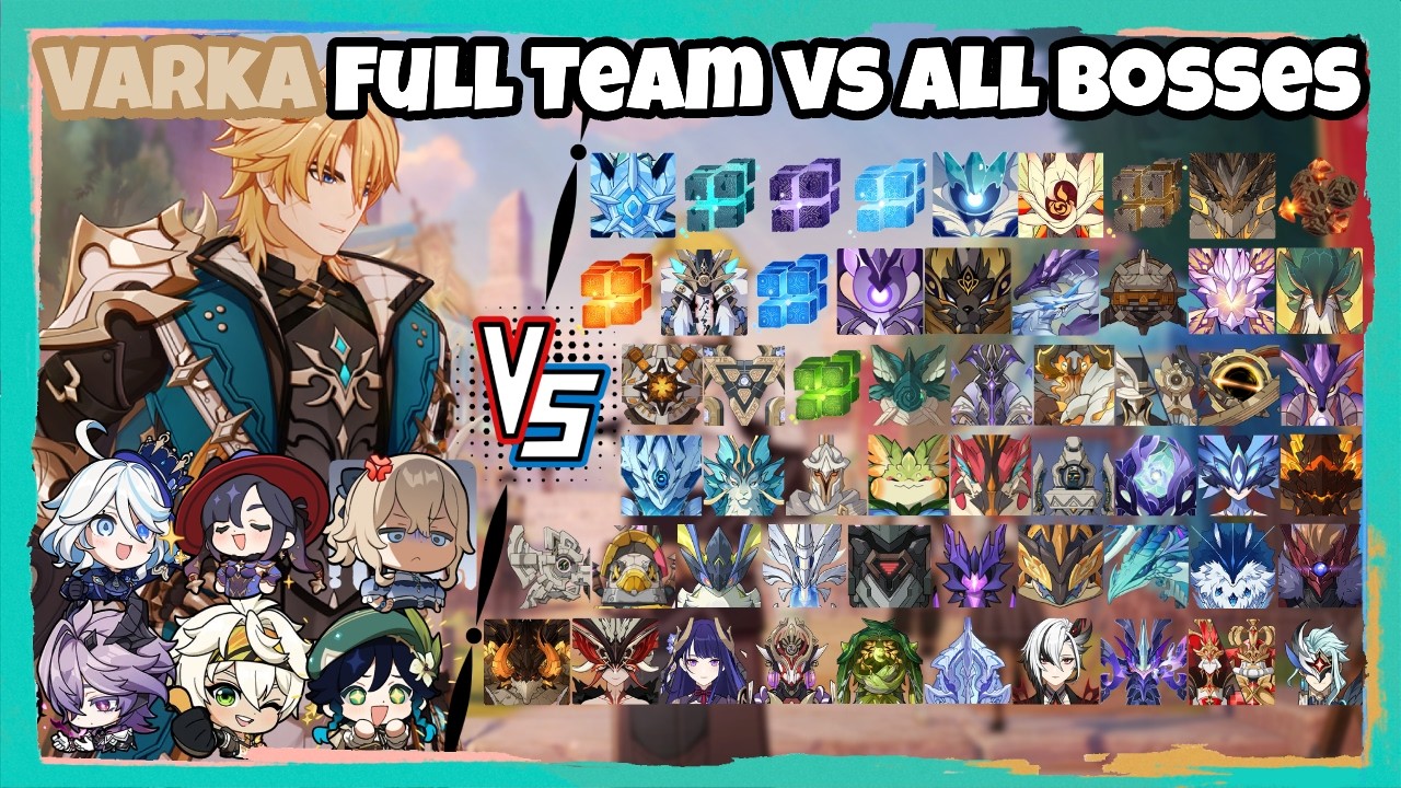 C0 Varka Full Team vs All Bosses (WL 9) Without Food Buff | Genshin Impact