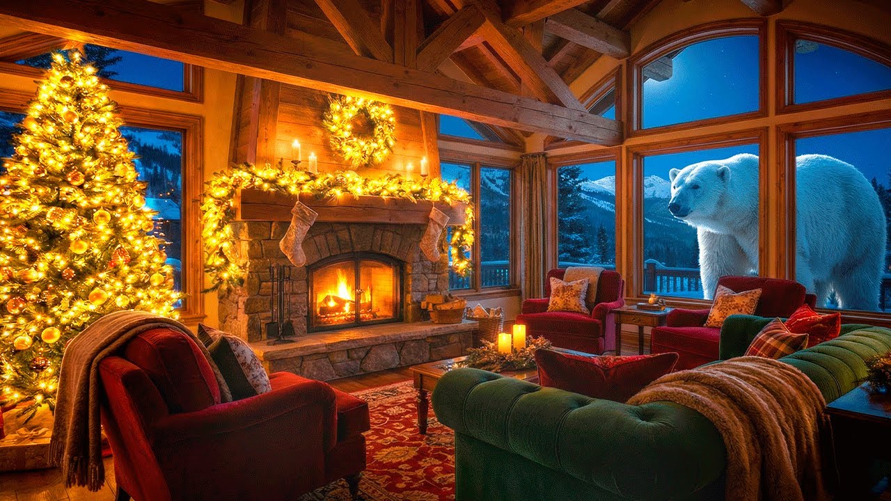 Christmas Instrumental Music 🔥 HAPPY NEW YEAR 2026 🎄 Relaxing Fireplace & Gentle Snowfall