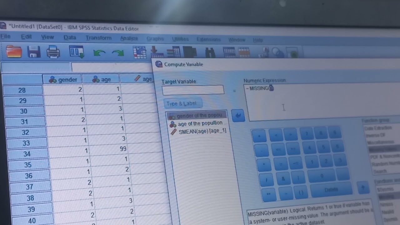 Spss | Data entry | identify no of missing value | Replace missing value | Analysis of missing value