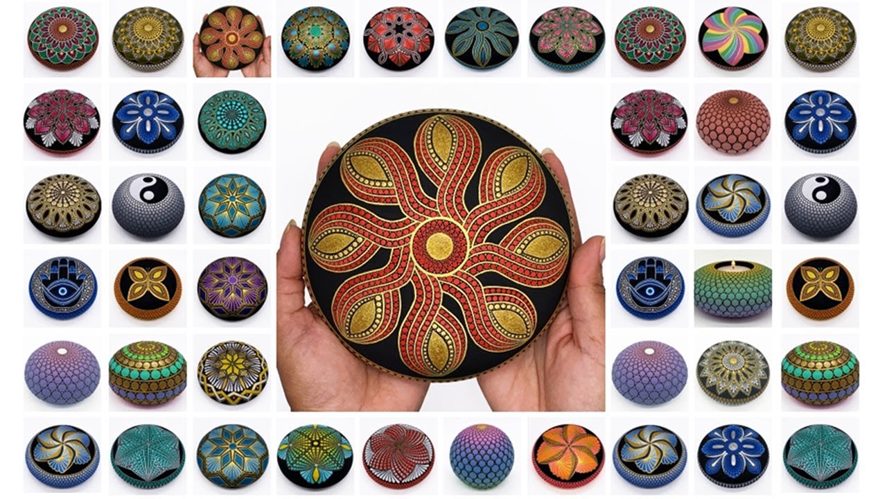 Mandala Art Dot Painting Mid 2023 Recap Rocks Stones Painting Evolution Satisfying Relaxing Video