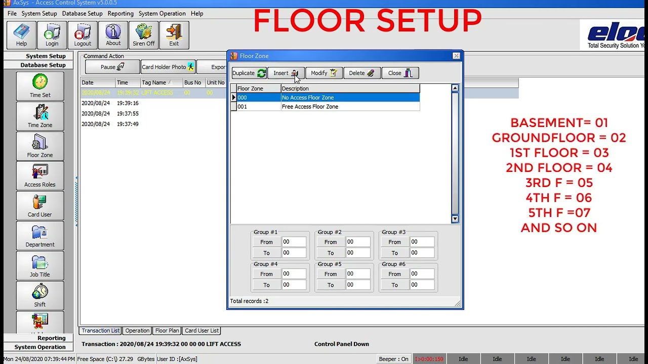 ELCOK LIFT ACCESS CONTROL CONFIGURATION THROUGH SOFTWARE