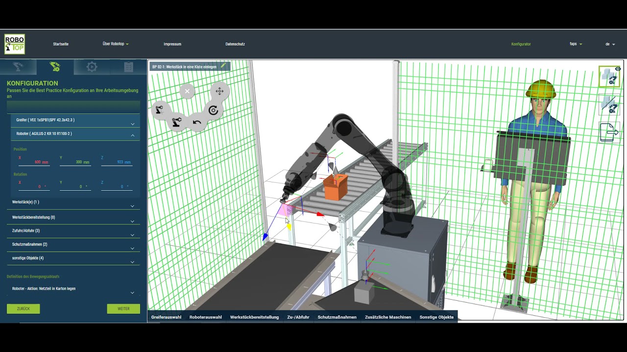 ROBOTOP Demonstration – Werkstück in Kiste einlegen | FAPS