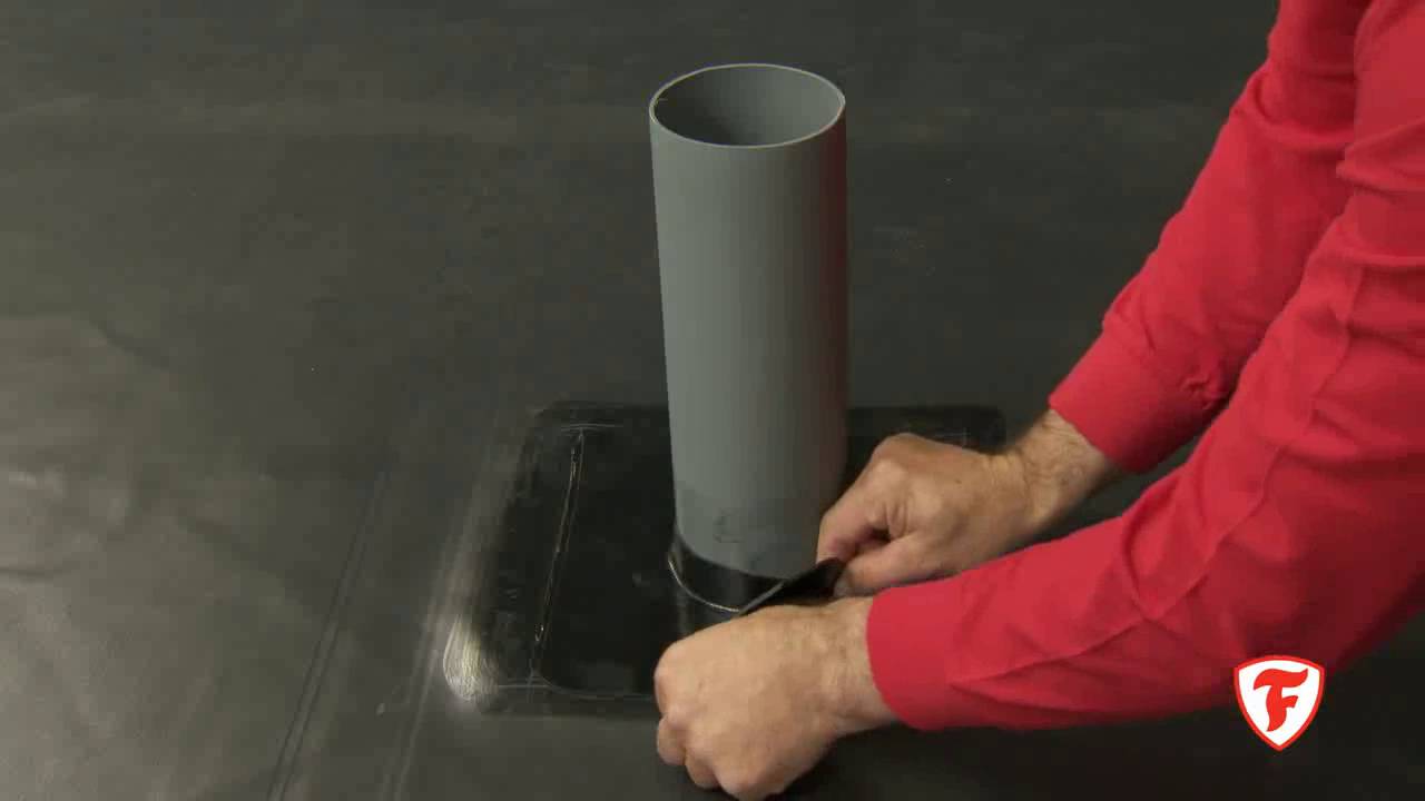Firestone EPDM installation video  Flashing a pipe penetration with Firestone QuickSeam FormFlash