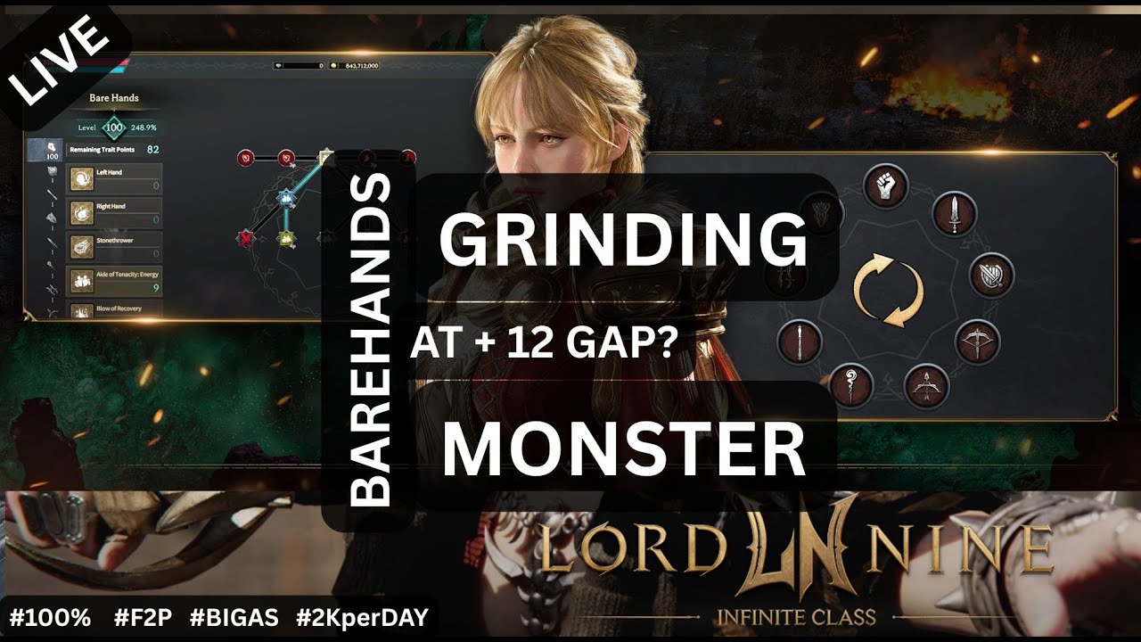 CAN BARE HANDS SURVIVE +12 GAP? 🔴 LORDNINE LIVE |  F2P Grind