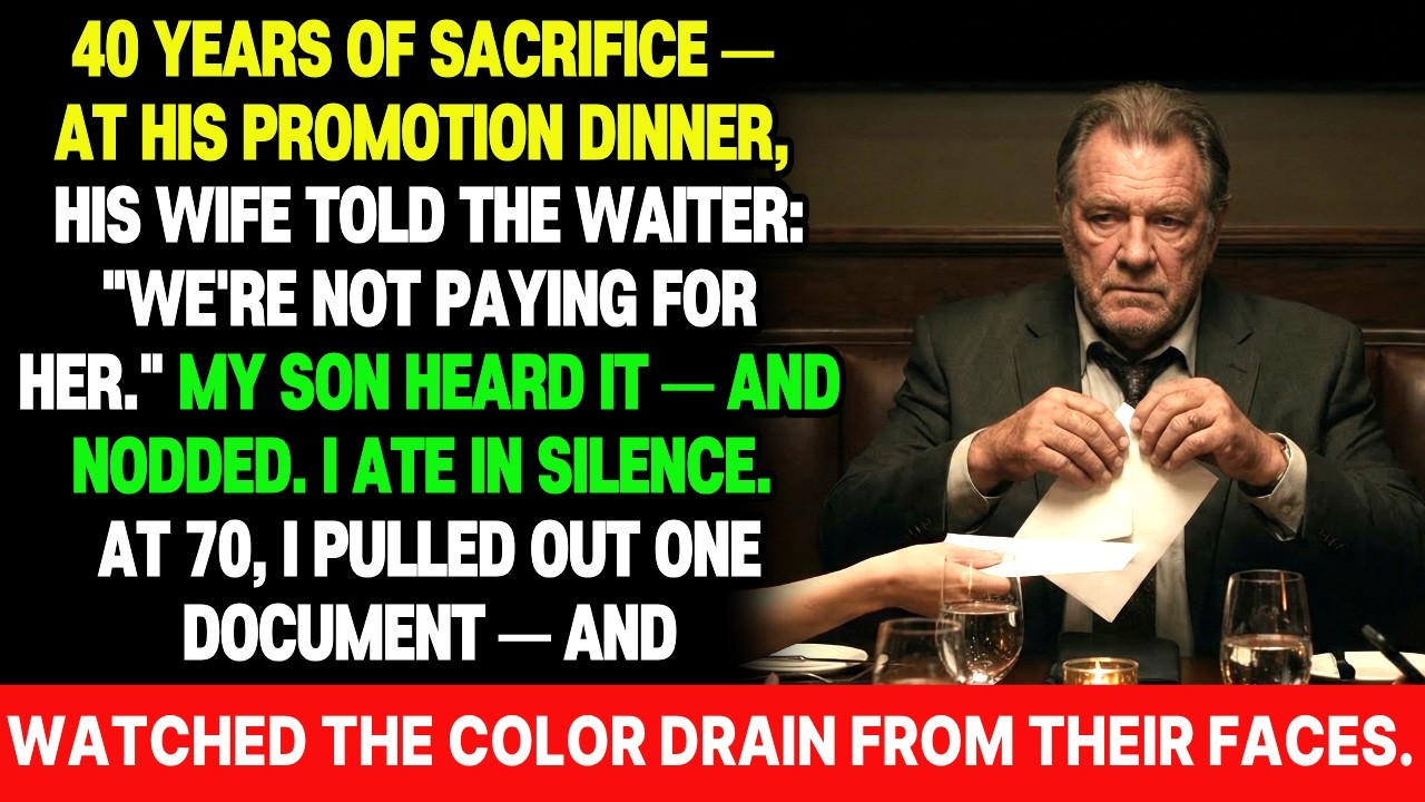 40 YEARS OF SACRIFICE — AT HIS PROMOTION DINNER, HIS WIFE TOLD THE WAITER: 