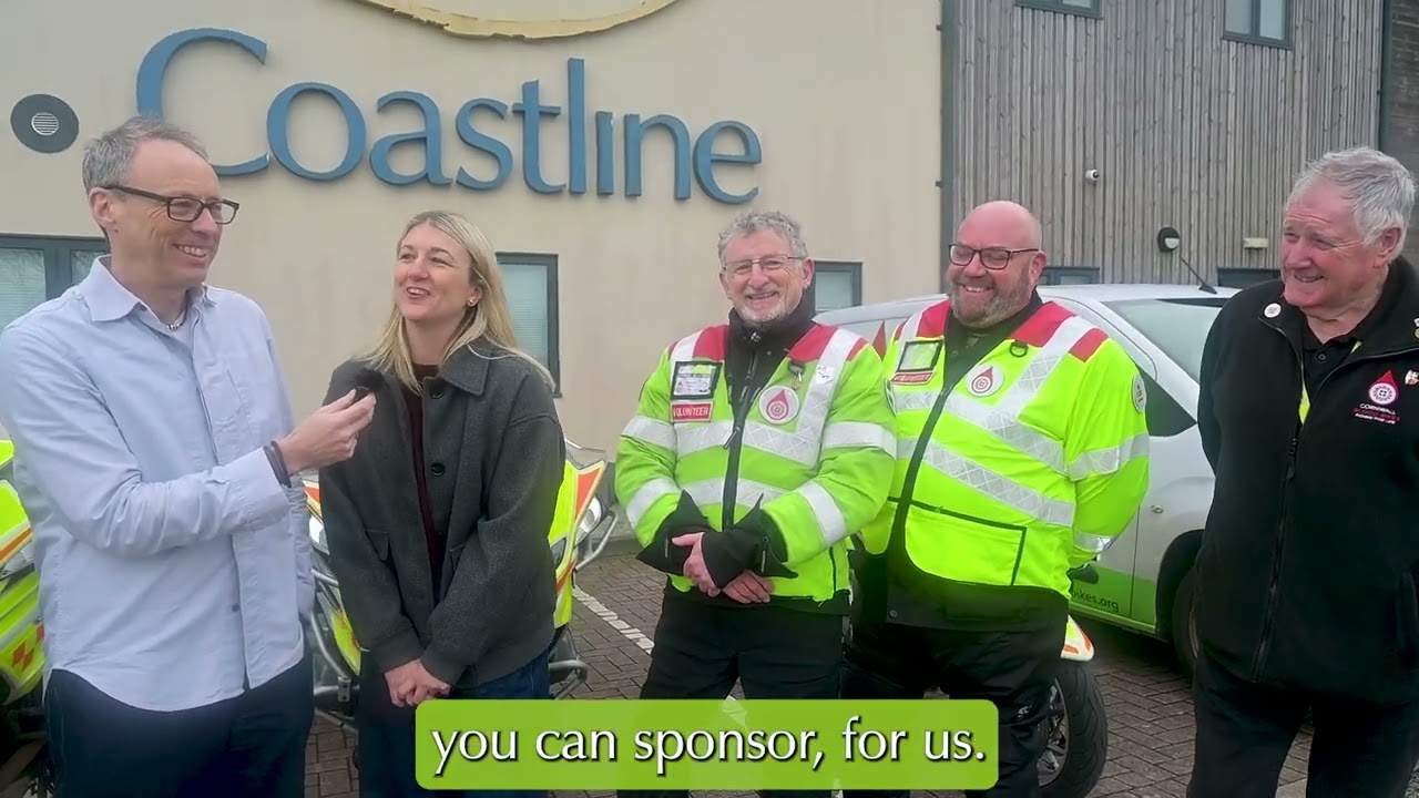 £20,000 from Coastline Housing colleagues for Cornwall Blood Bikes