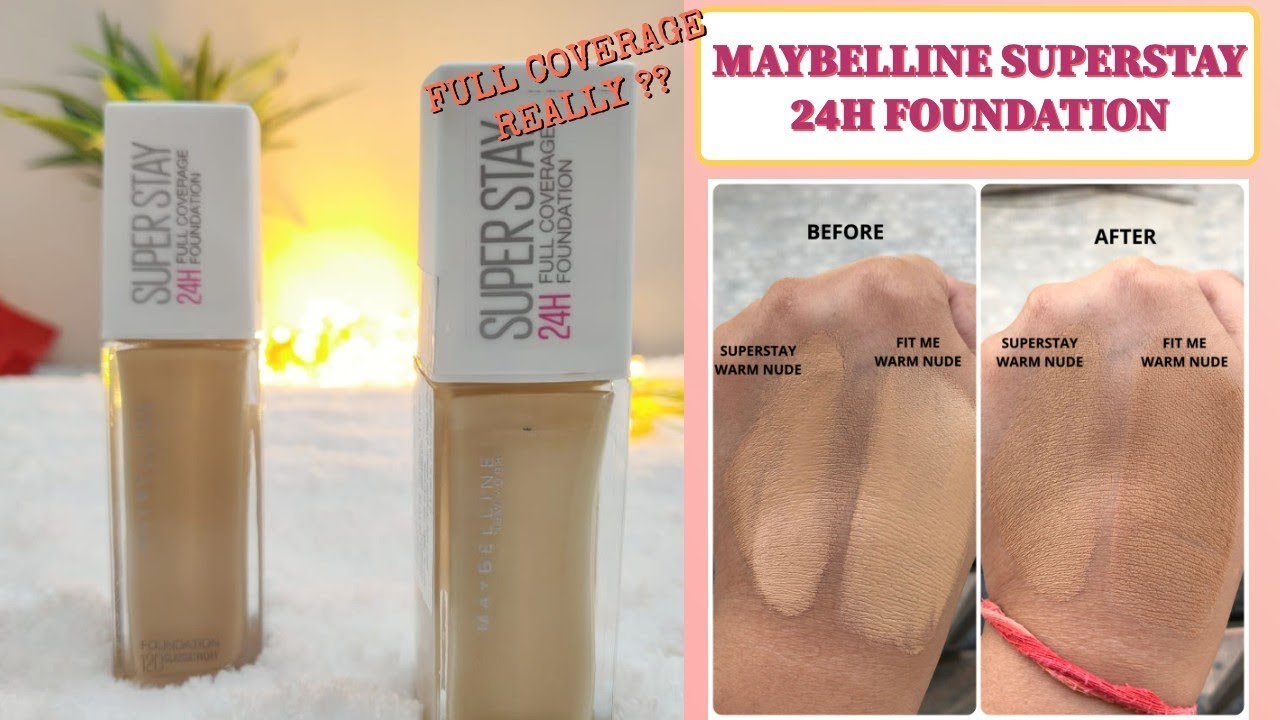MAYBELLINE SUPERSTAY 24 HOUR FULL COVERAGE FOUNDATION || REVIEW & SWATCHES