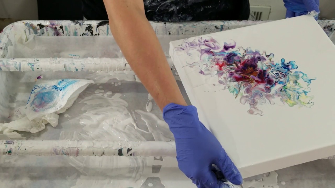 (448) Acrylic fluid painting smash using the bottom of a paint cup