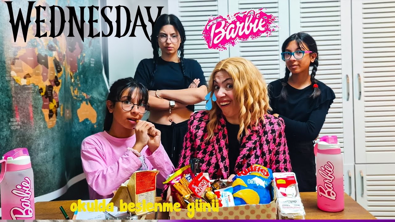 GERÇEK HAYATTA WEDNESDAY ADDAMS VE BARBIE İLE OKULDA BİR GÜN | BESLENME SAATİ  | EYLÜL LAL