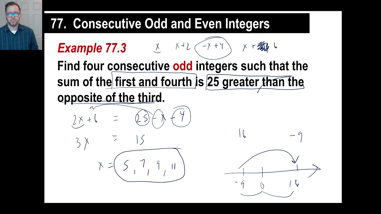 Saxon Math - Algebra 1: 3rd Edition (Lesson 77 - Consecutive Odd and Even Integers, Word Problems)