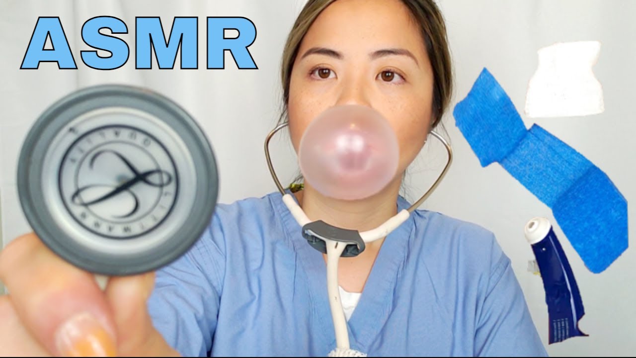 ASMR Gum Chewing Sounds, Inpatient Primary Nurse Roleplay, Soft Whispers