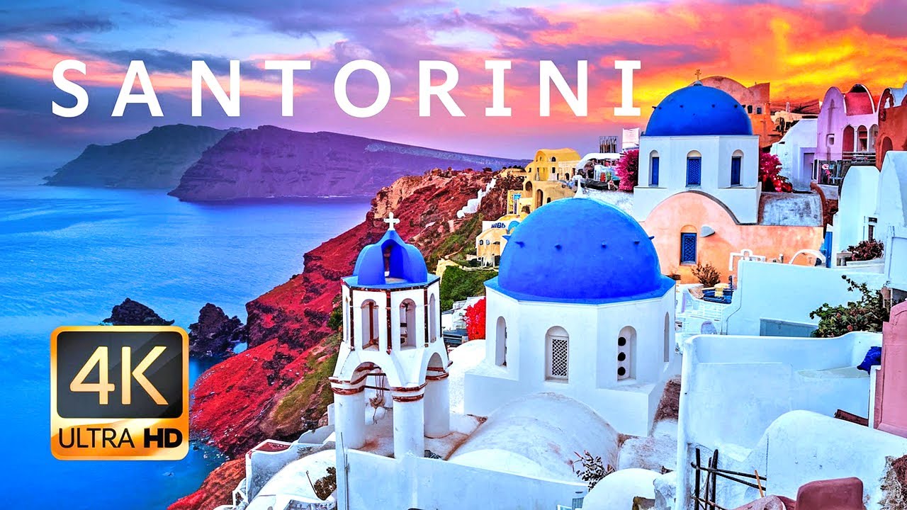 Santorini, Greece 4k Drone Footage with Relaxing Music (2024)