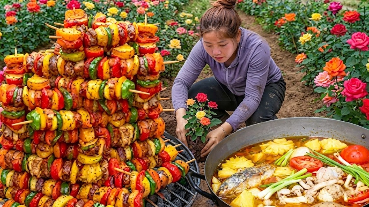How to Grow Beautiful Flowers for Tet and Cook Delicous Lunch with seafood for my two small children