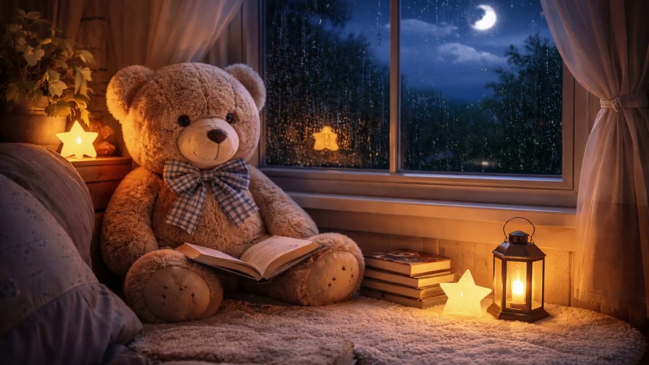Teddy Bear Nursery with Gentle Rain Sounds for Sleep and Relaxation 3 Hours