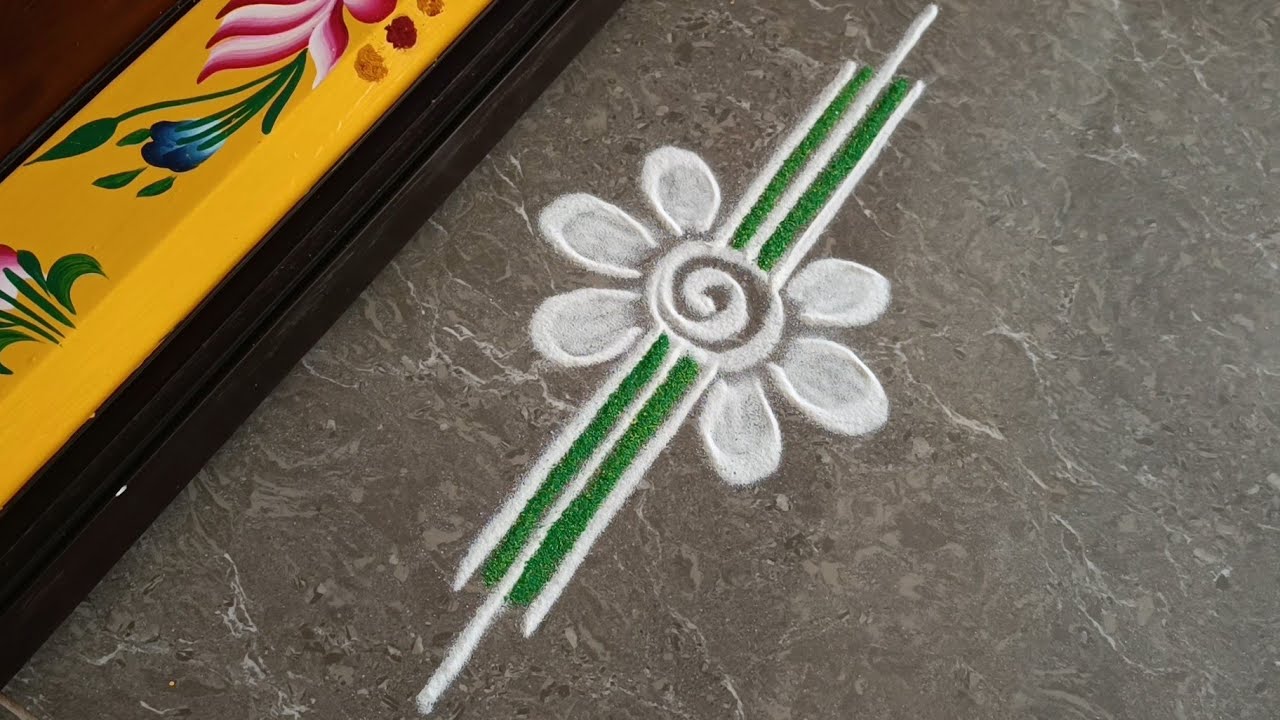 Easy border rangoli designs | Friday rangoli | Simple border muggulu | Freehand kolam | Door rangoli