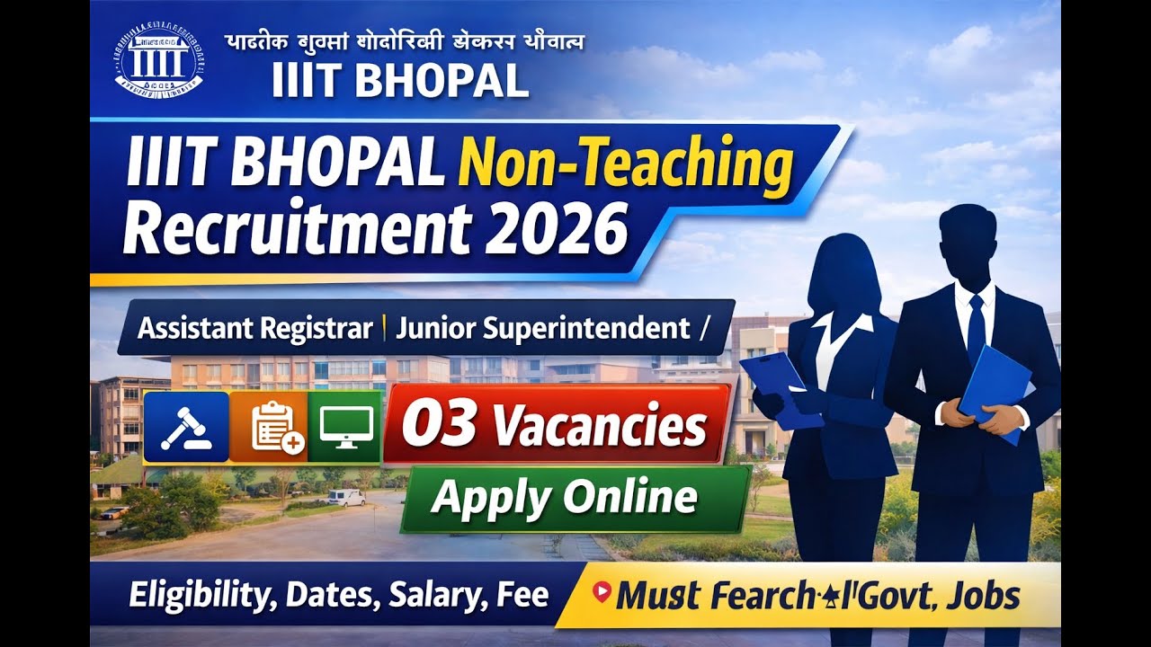 IIIT Bhopal Non Teaching Recruitment 2026 | Apply Online | Assistant Registrar, JA, JS