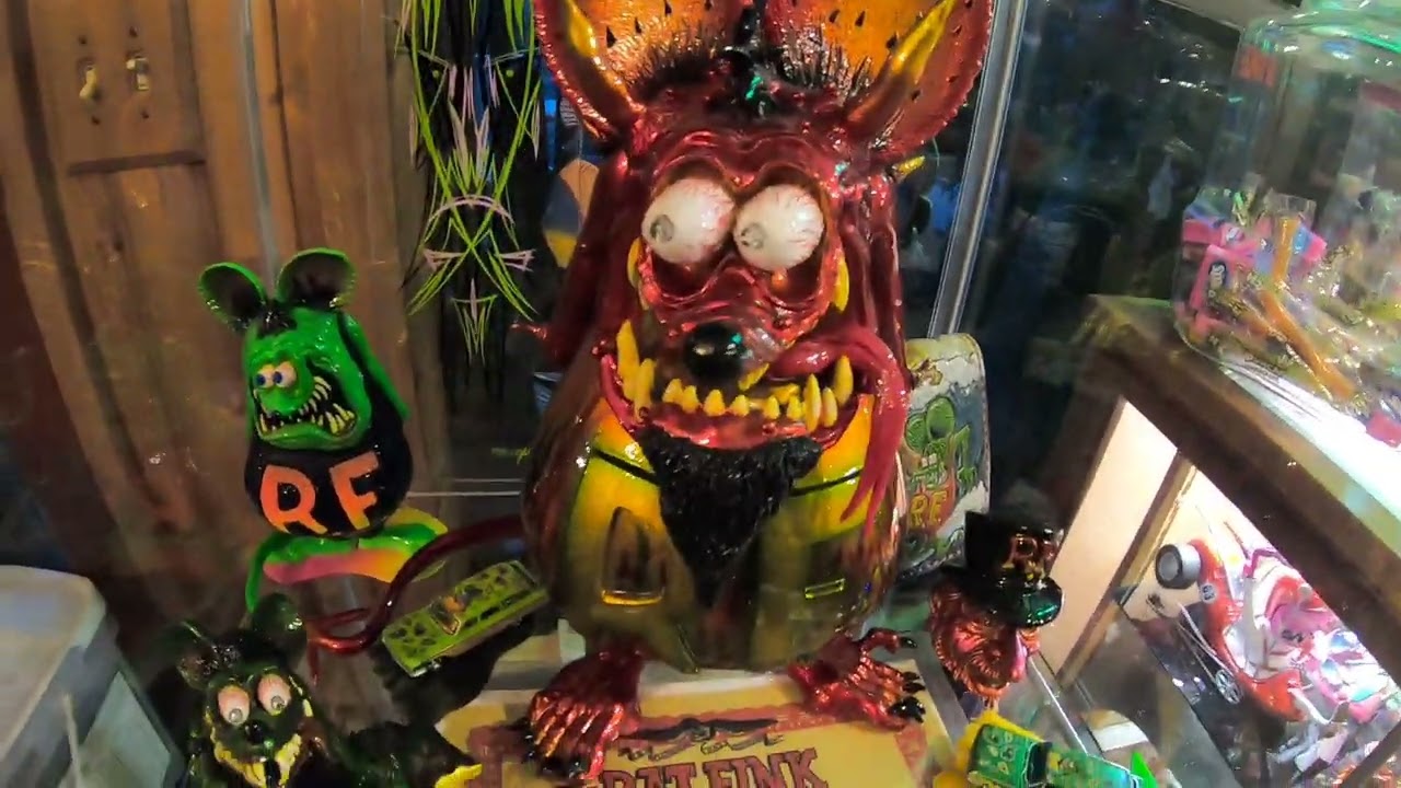One of my cabinets of Kustom Kulture art and models...