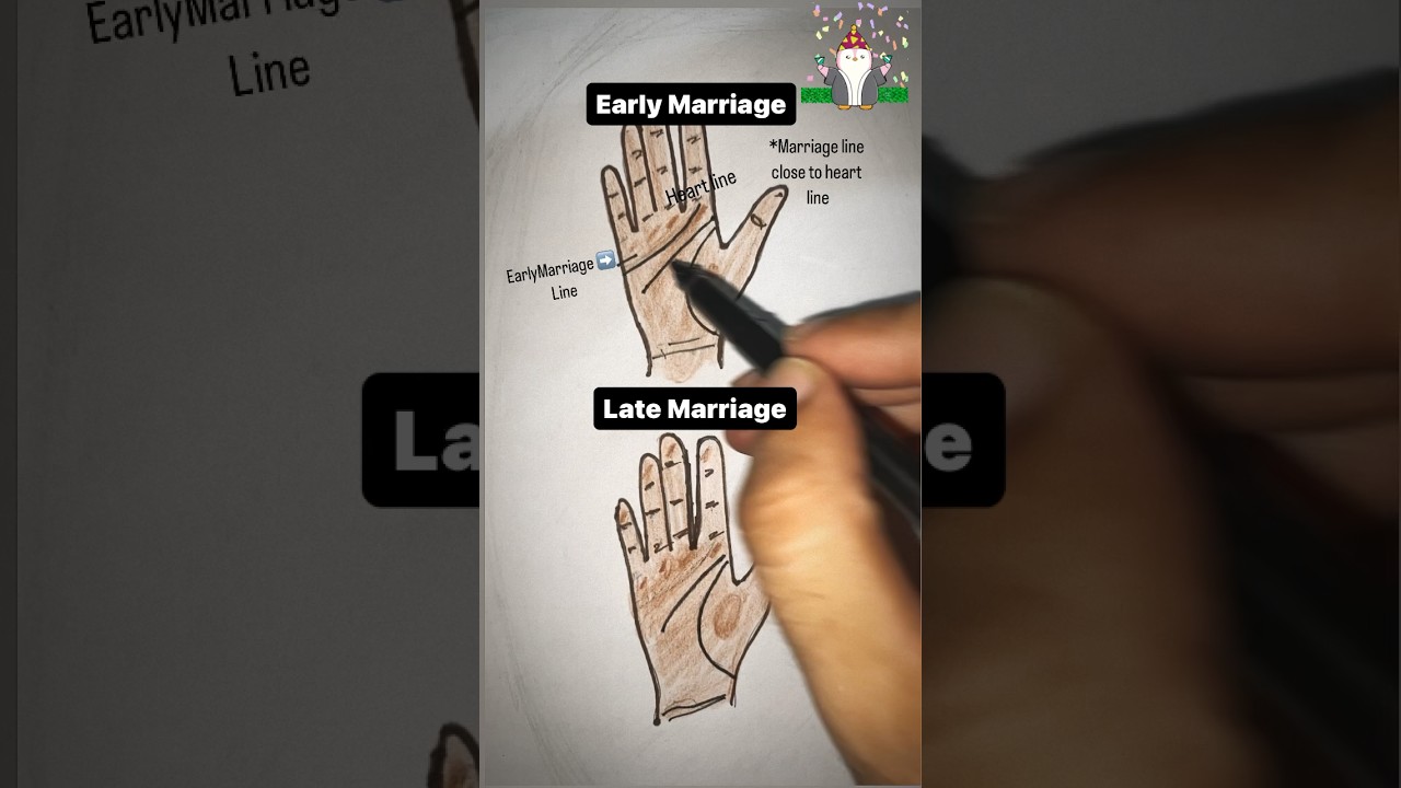 Early marriage and late marriage sign in palmistry astrology hand reading art sketch #music #art