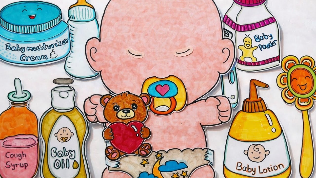 (paper art🎨) Winter Baby Care Paper Art ❄️🍼 | Lotion& Warm Clothing