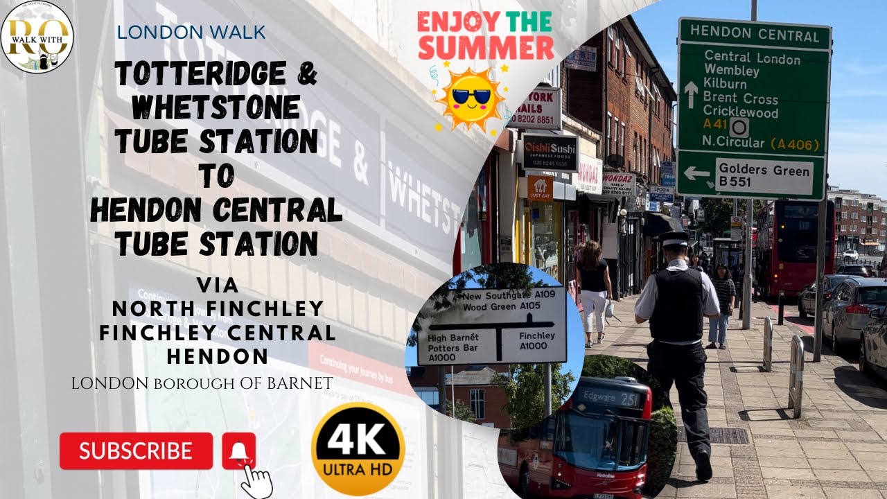 Summer London walk: TOTTERIDGE & WHETSTONE STATION TO HENDON CENTRAL STATION #walkwithro