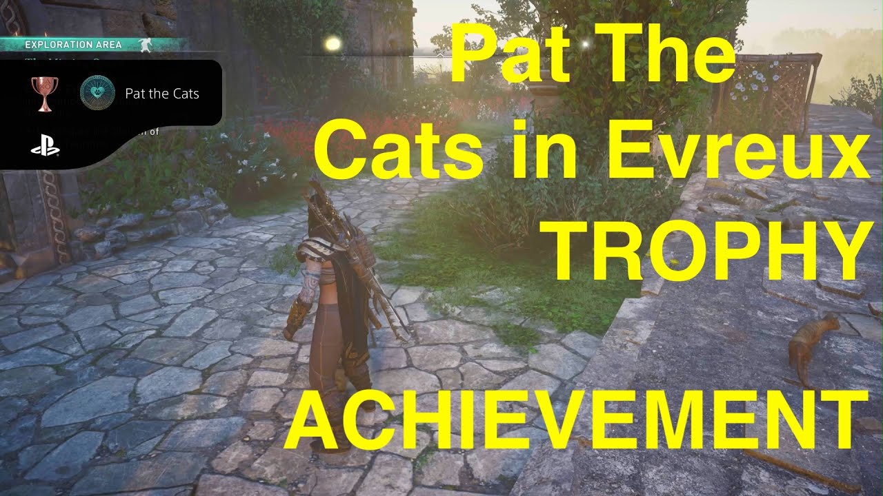 Assassin's creed Valhalla : pat all the cats trophy / achievement( pat the 4 cats in evreux )