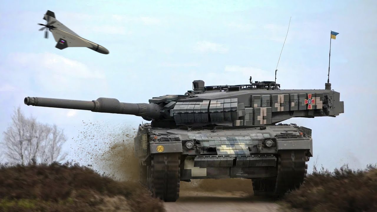 Российский дрон-камикадзе уничтожает украинский танк Leopard: кадры уничтожения!!