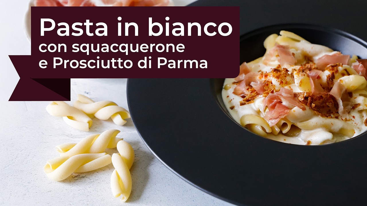 Pasta in bianco, squacquerone e prosciutto di Parma - Chef Deg - Saporie
