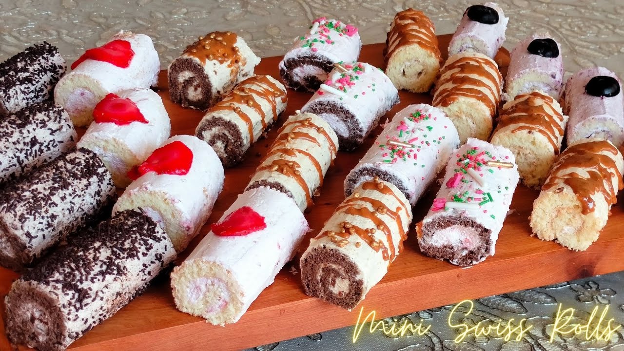 Amazing Mini Swiss Rolls Recipe | Chocolate, Lotus Butter, Strawberry & Blueberry Swiss Rolls