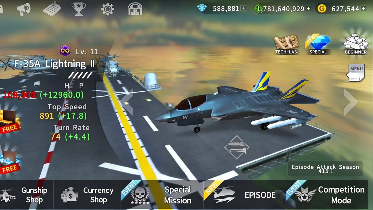 Gunship Battle: F-35A LIGHTING II with powerful laser raidmission gameplay.