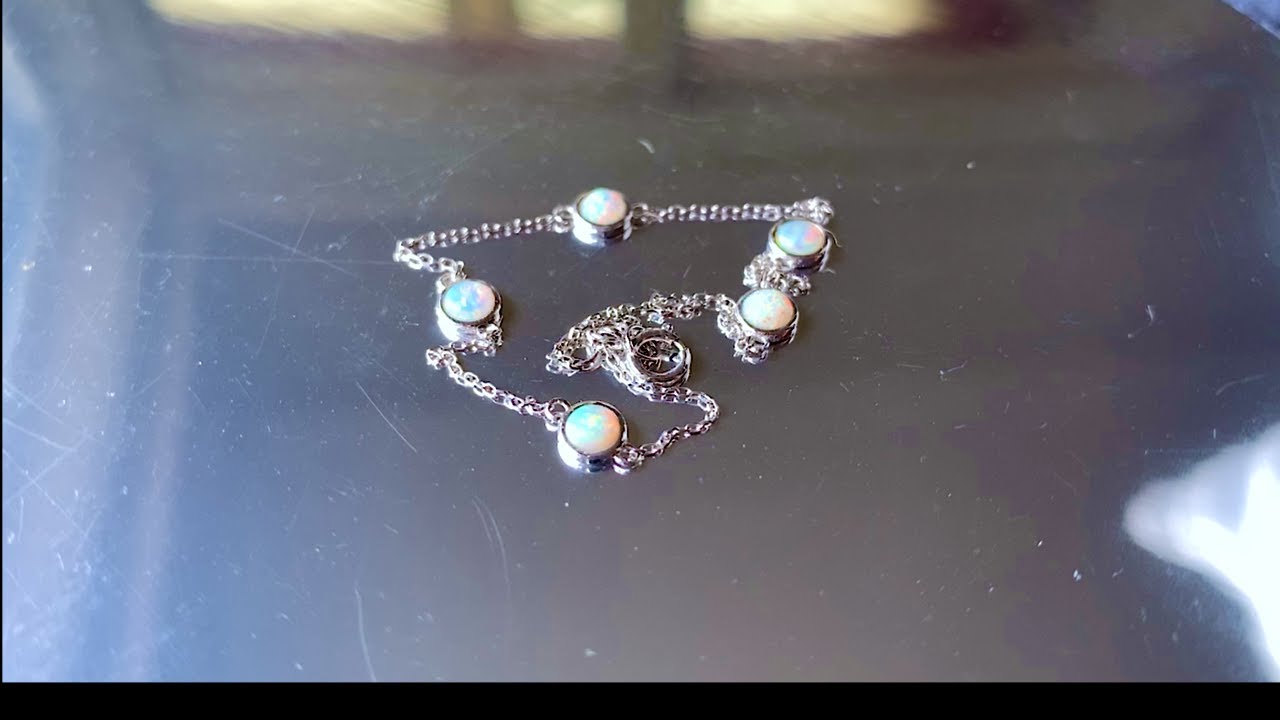 9kt White Gold bracelet 3mm Opal spaced dainty