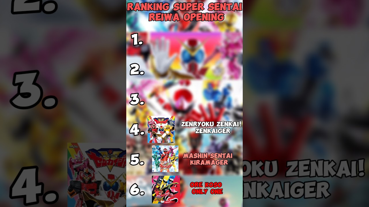 RANKING REIWA SUPER SENTAI OPENING!!! 
