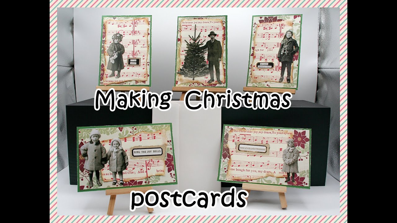 Making Christmas postcards using recycled cards or your stash video 142
