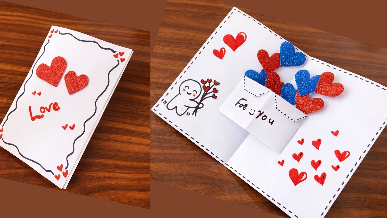 Beautiful Handmade Valentine’s Day Card || Easy and beautiful card for valentines day card making 