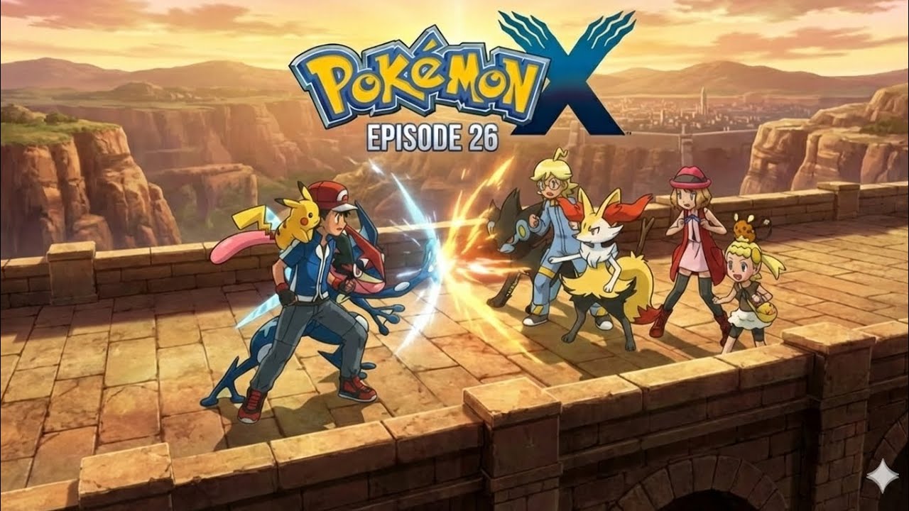 Ash fighting his friends on bridge, pokemon x gameplay on emulator Android episode 26