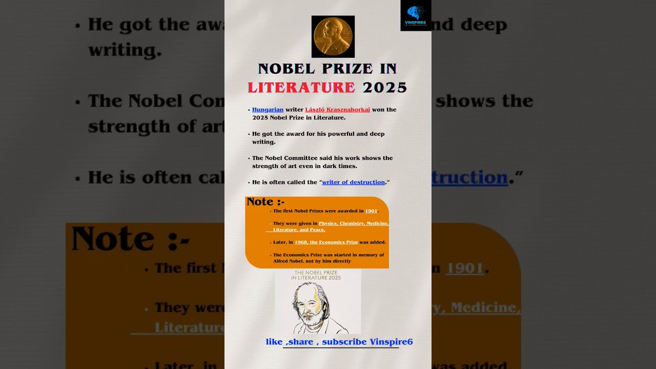 Nobel Prize in Literature 2025: Laureate, Highlights & Analysis #vinspire6