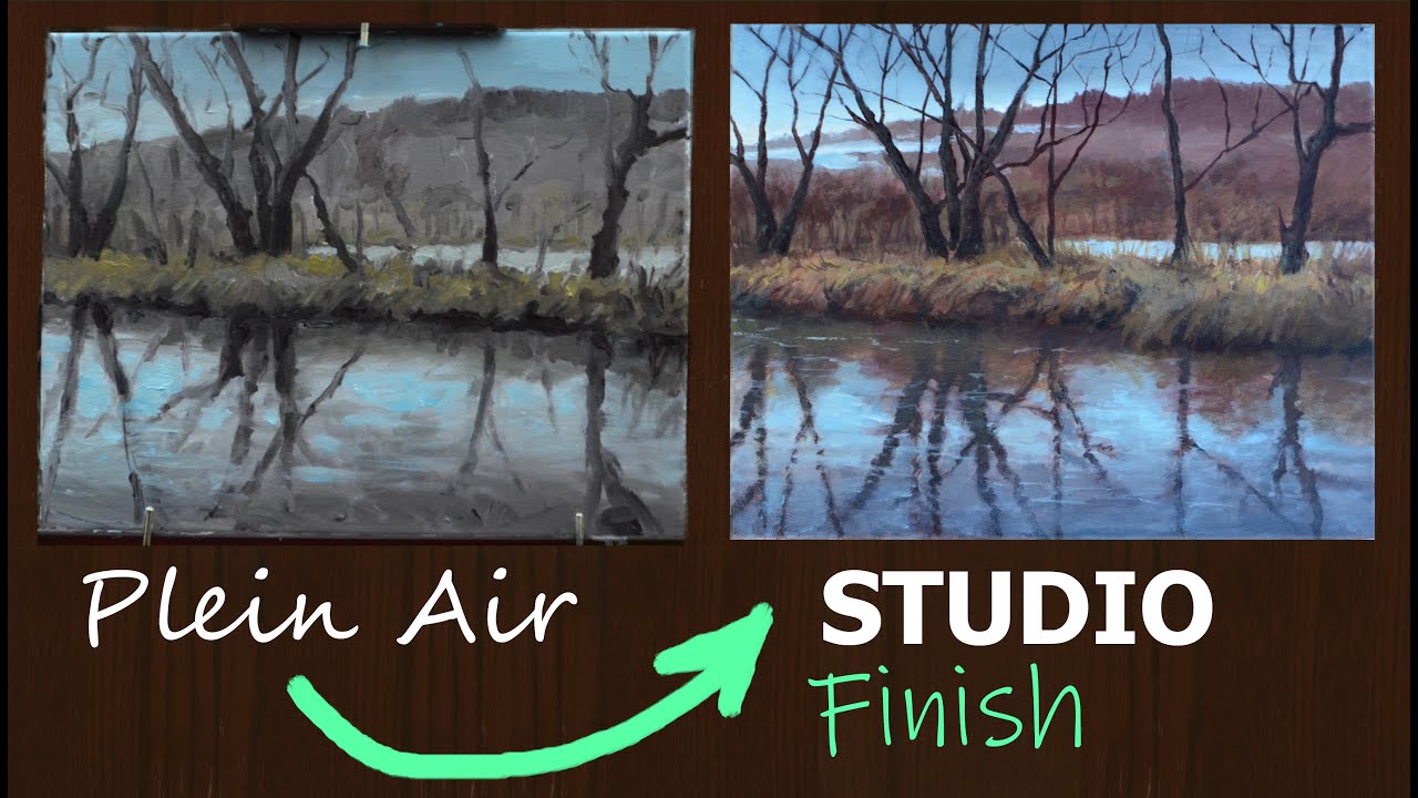 COMPLETING an Acrylic Plein Air Painting in the Studio