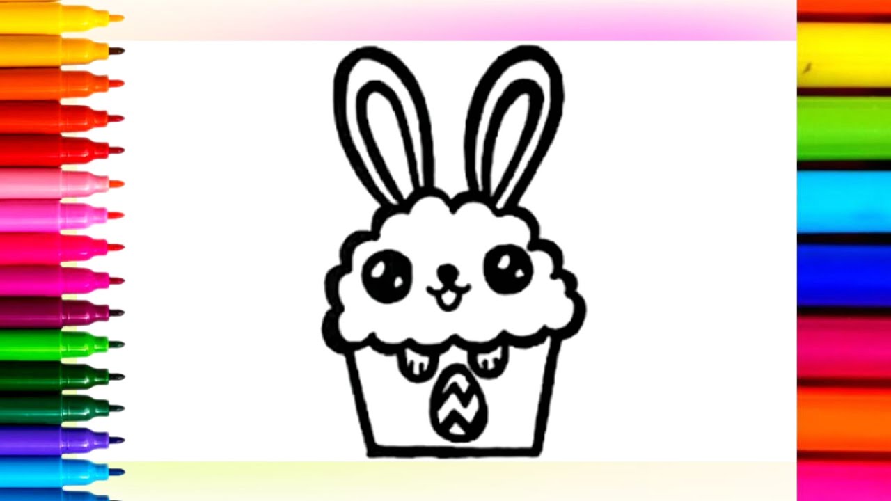 Easter Cupcake🐣🧁🐰Drawing, Painting,Coloring 🎨🖌 for Kids and Toddlers withwatercolors. How to Draw