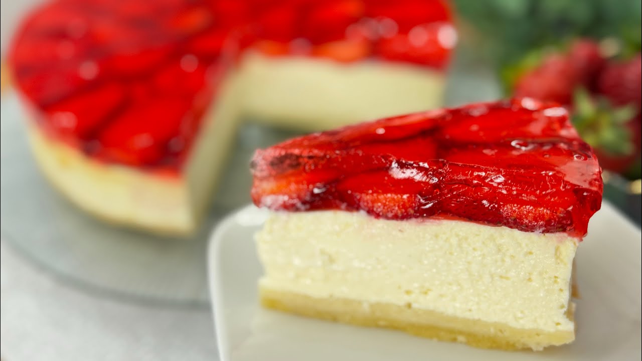 Нежный чизкейк с клубникой и желе 🍓 – летний ХИТ, который ты полюбишь!🔥🔥🔥