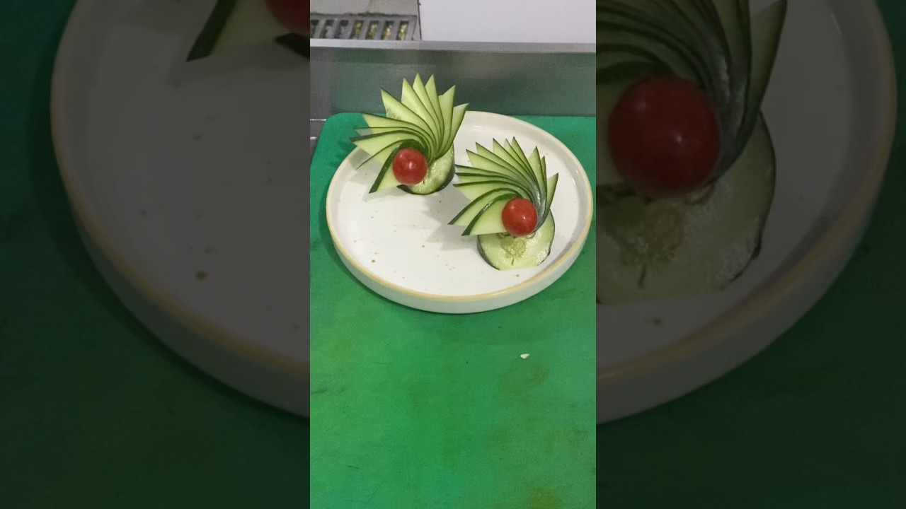 Cara paling mudah membuat garnish dari timun #shorts #food