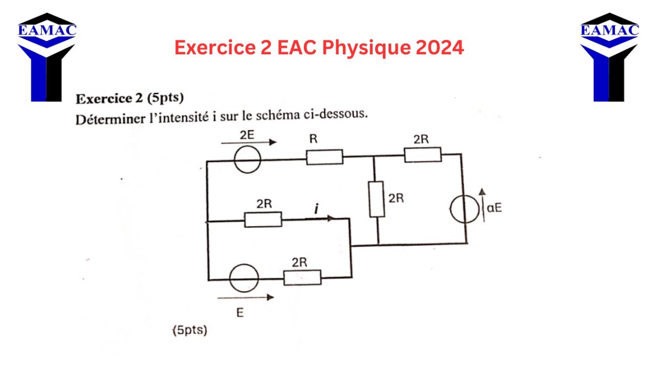Solution Physique Exercice 2 Concours Eamac EAC 2024