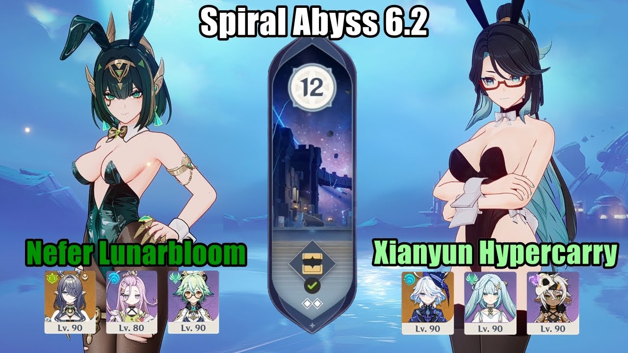 Spiral Abyss 6.2 / Nefer C1 Lunar-bloom & Xianyun C2 Hypercarry |  Genshin Impact