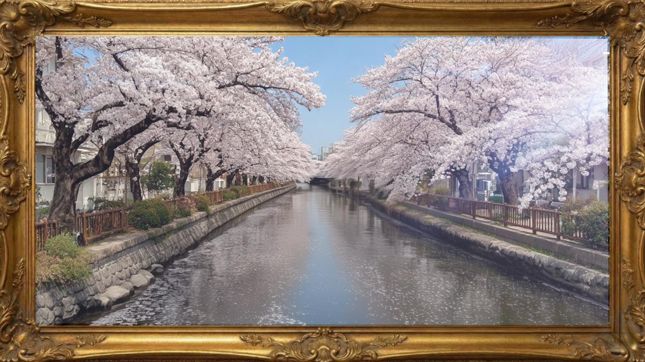 【Nature sounds】Vintage SAKURA TV Art | Cozy Holiday Silent Screensaver