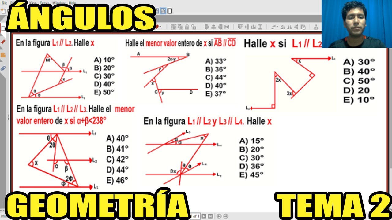 ANGULOS ENTRE RECTAS PARALELAS Y SECANTES GEOMETRIA (TEMA 2) (EJERCICIOS  INTERMEDIO-AVANZADO)