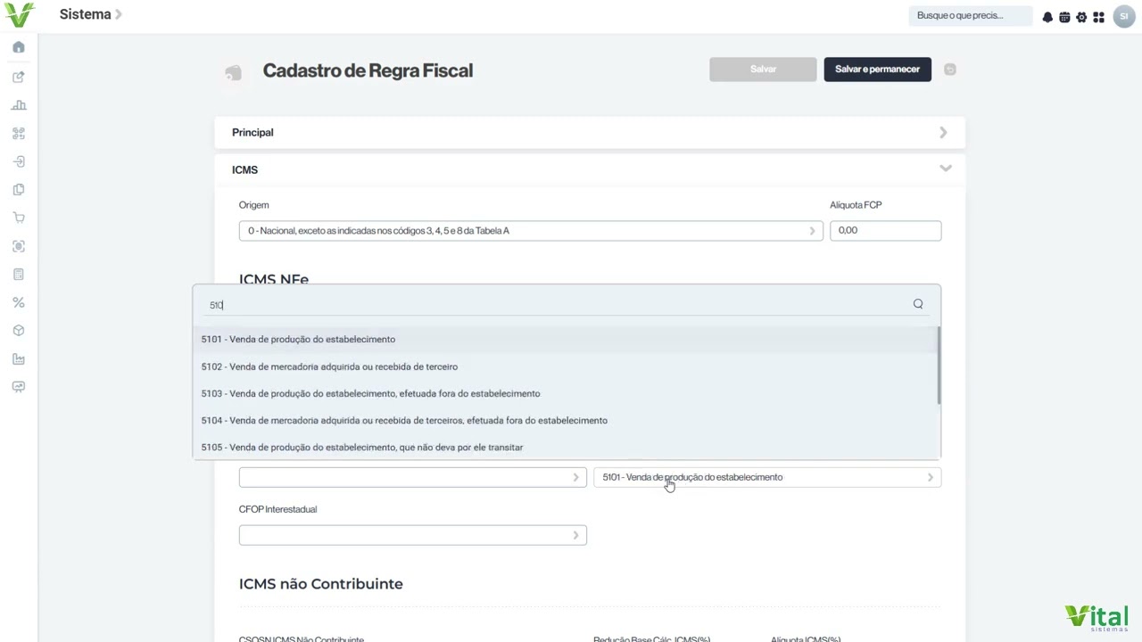 Regra fiscal   Cadastro de produto